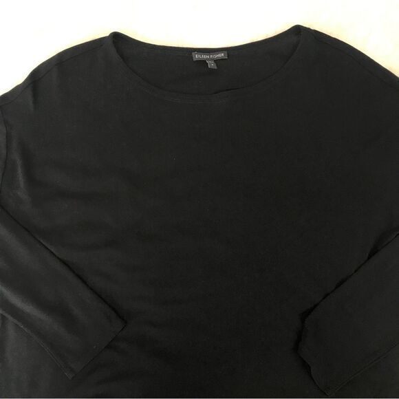 EILEEN FISHER Black Sheer Silk Long Sleeve Tunic Top Jersey Classic Size‎ Small - Picture 3 of 11